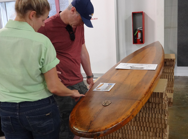 An Old Paddleboard on Display
