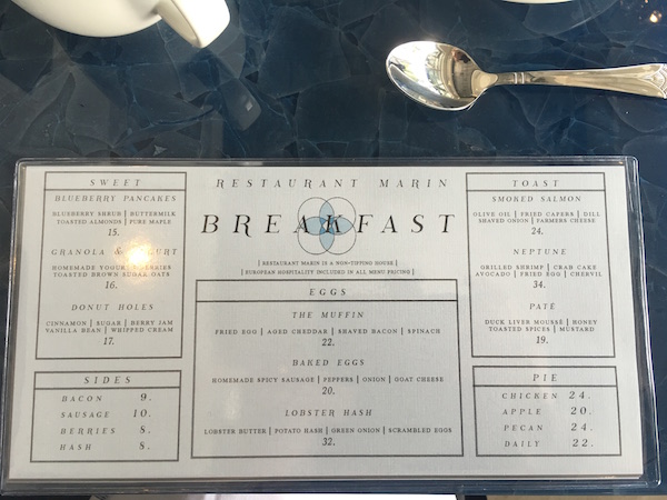 restaurant marin breakfast menu