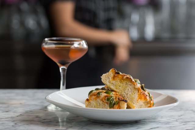 Old Vine cocktail and focaccia