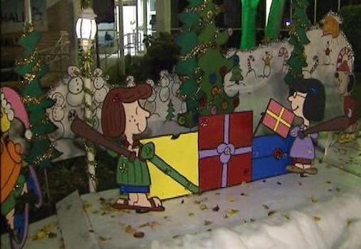 Snoopy House Holiday Lights Display at Costa Mesa City Hall