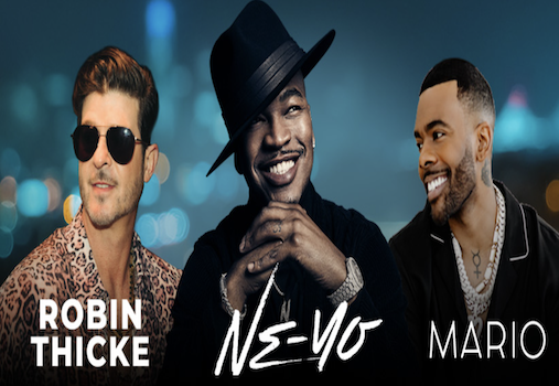 Ne-Yo, Robin Thicke, and Mario at Pacific Amphitheatre Ne-Yo, Robin Thicke, and Mario at Pacific Amphitheatre